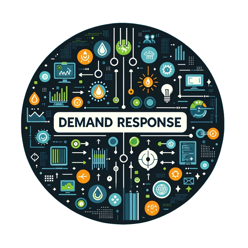 DALL·E 2023-11-20 15.44.09 - An illustration for Demand Response using a flat design style and the specified company brand colors_ #337592 (deep blue), #5755163 (soft green), #5 (1)